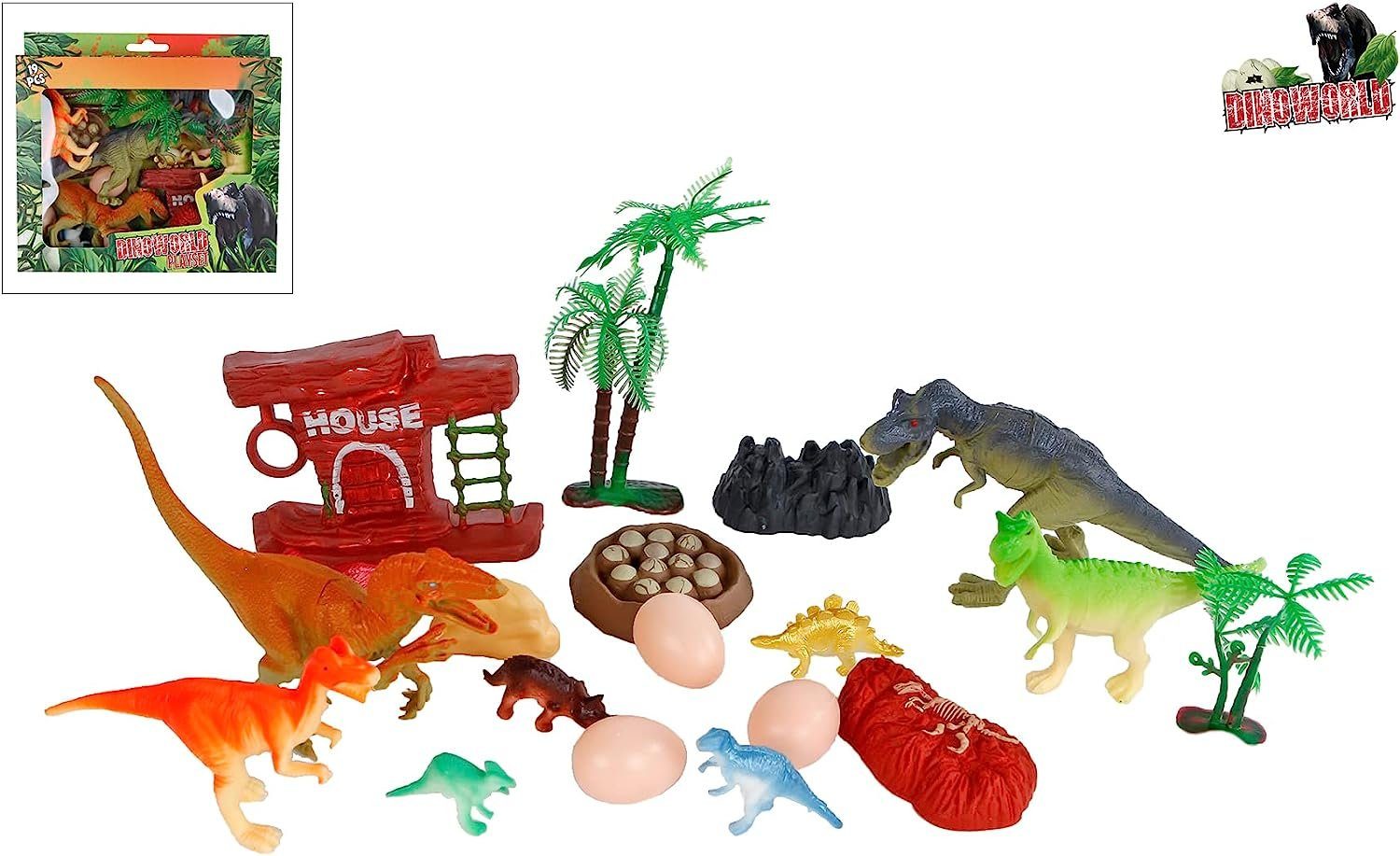 Dino World Tier-Aktivitätsspiel Dinoworld Spielset Dinofiguren und Zubehör, Dino Spielset 19tlg