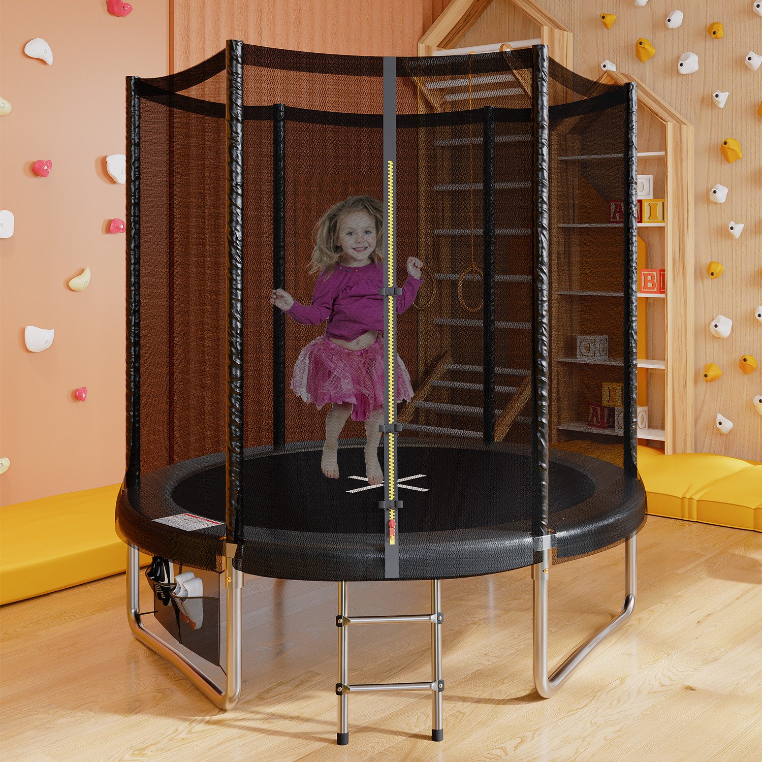 GUNJI Gartentrampolin Kindertrampolin 183CMØ228 Trampolin, max. Belastung 150KG, Ø 183 cm, (Indoor-Trampolin, 1 Stück, Trampolin), für Kinder von 3-10 Jahren, mit Sicherheitsnetz, Randabdeckung, blau)
